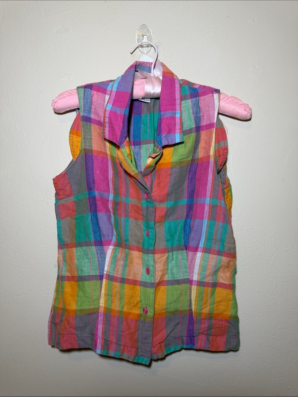 The Limited Multicolor Plaid Sleeveless Button-Up Top